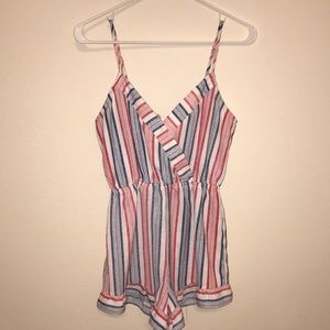 Red, White & blue striped romper